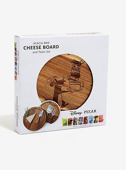 Picnic Time 879-03-512-023-13 Disney//Pixar Ratatouille Brie Acacia Wood Cheese Board Set with Tools 7-Inch