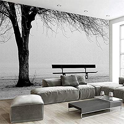 Téléchargement gratuit Images Zyyaky Papier Peint Mural Noir Blanc Grand Arbre Banc Abstrait Art actualisé salutations