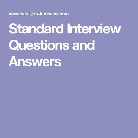 standard interview questions