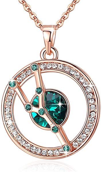 14k Rose Gold GF Necklace Earrings Set made w Swarovski Crystal Multicolor Stone