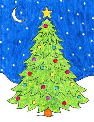 How To Draw An Easy Christmas Tree Art Projects For Kids Noel Idee