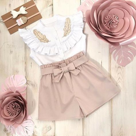 Sleeveless Button Dress Set Outfits Toddler Kid Baby Girl Long Ruffle Sleeve Shirt Top