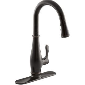 Kohler Cruette Oil Rubbed Bronze 1 Handle Deck Mount Pull Down Handle Kitchen Faucet Deck Plate Included Lowes Com Kitchen Sink Faucets High Arc Kitchen Faucet Kitchen Faucet