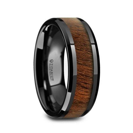 Thorsten Halifax Beveled with Black Walnut Wood Inlay Tungsten Carbide Ring 8mm Wide Wedding Band from Roy Rose Jewelry Thorsten Halifax Beveled with Black Walnut Wood Inlay Tungsten Carbide Ring 8mm Wide Wedding Band from Roy Rose Jewelry