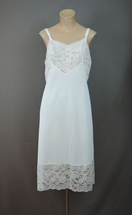 Damas de Encaje Blanco para Mujer Enagua Anti Static Enagua Deslizamiento Completo
