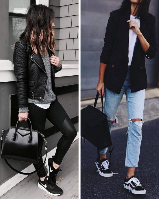 Zapatillas negras mujer casual hotsell