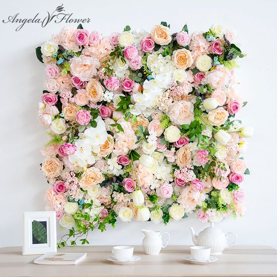 Zones 20pcs Mur de Fleurs Roses Artificielles en Soie Décor pour Mariage Zones 20pcs Mur de Fleurs Roses Artificielles en Soie Décor pour Mariage