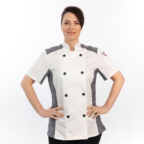 Chefwear Mens Quick Cool Short Sleeve Chef Coat Jacket Instrument Pocket Breathable Stretch Mandarin Collar