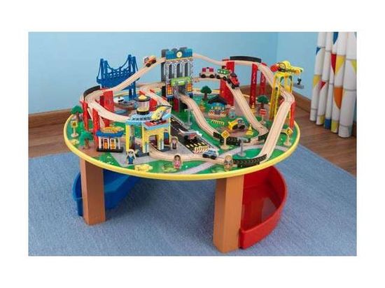22 Wooden Train Set Tables Ideas 22 Wooden Train Set Tables Ideas, Kidkraft Volcano Dinosaur Round Train Table