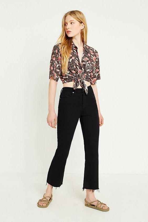 Slide View: 1: BDG Black Kick Flare High-Rise Cropped Jeans