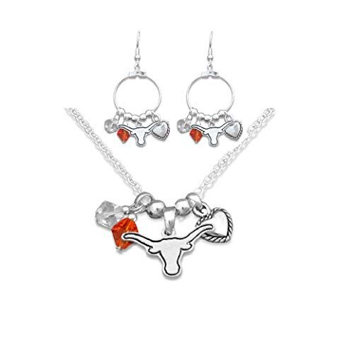 FTH Silver Tone Necklace with Texas Longhorn Enamel Charm