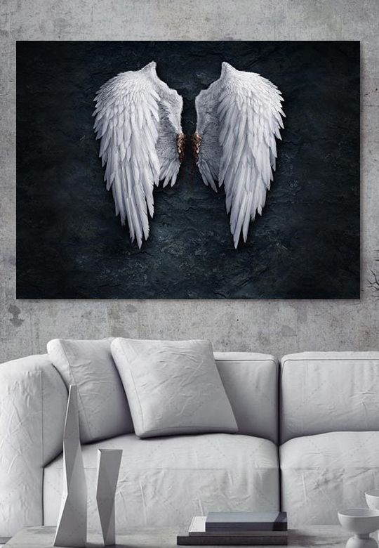Beautiful Angel Wings SINGLE CANVAS WALL ART Print Picture Grey Beautiful Angel Wings SINGLE CANVAS WALL ART Print Picture Grey