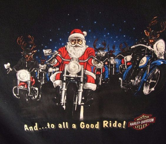 Biker Santa Oh What Fun Ride Gift Motorcycle Christmas Langarmshirt