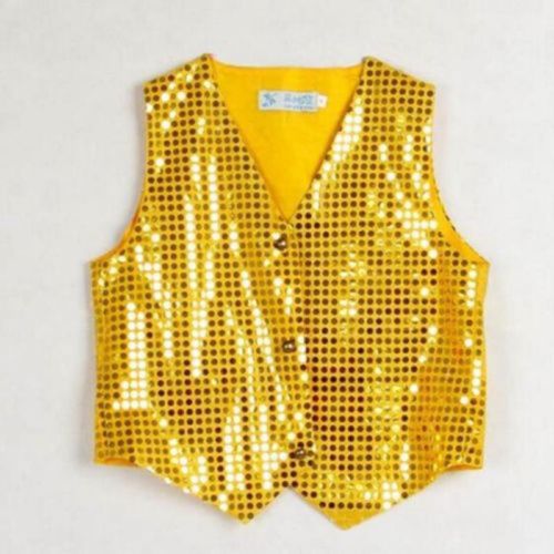 Boys Girls Cool Sequined Vest Waistcoat Hip-hop Dance Party Show Costume Props
