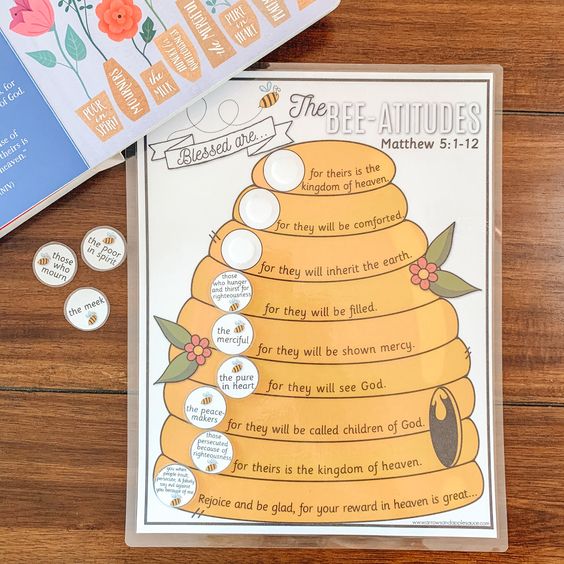 "Studying the Beatitudes with children is fun and easy with this bee themed printable Bible game. Go over each Beatitude for Christ\'s Sermon On the Mount and discuss the meaning behind it using the included study sheet. Great for homeschool, kids Bible study, and Sunday school lessons. I N S T A N T ♥ D O W N L O A D **This is a DIGITAL DOWNLOAD. No physical items will be mailed to you.** After purchase you will receive an email receipt from Etsy with a link to download your purchase. You can al
