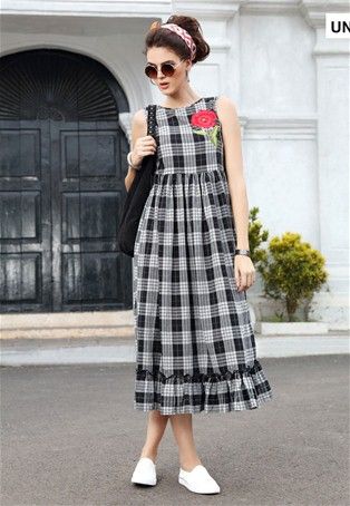 readymade soft cotton kurti in black white stylishkurti stylishtunic designer kurti nikvik sale casual frocks elegant casual dress cotton kurti designs