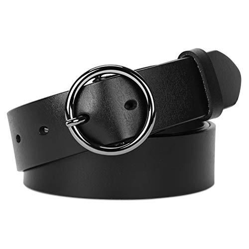 Fashion Women Leather Belt for Dresses Jeans Pants With Classic Round Buckle By SUOSDEY