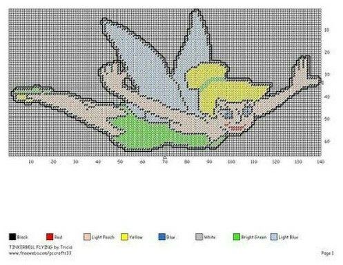 Cross Stitch Pattern Disney Tinkerbell flying Cross Stitch Pattern Disney Tinkerbell flying
