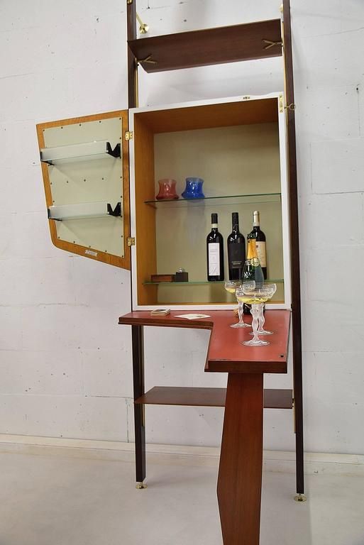 Italian Mid Century Modern Dry Bar With Fold Out Top For Italian Mid Century Modern Dry Bar With