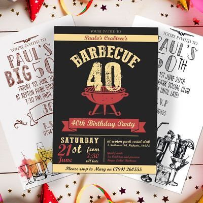 Personalised Barbecue BBQ Birthday Party Invites with Envelopes 18th 21st 30th