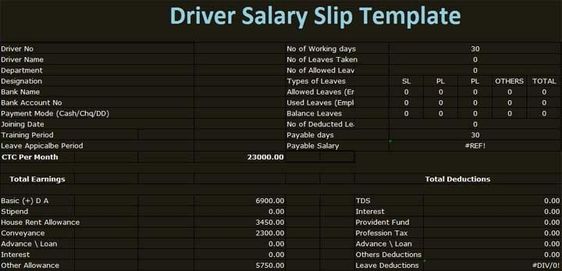 Download Driver Salary Slip Template Excel format in excel for - download salary slip format Download Driver Salary Slip Template Excel format in excel for - download salary slip format