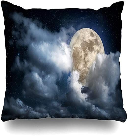 Throw Pillow Cover Teresting Blue Night Moon and Stars' Throw Pillow