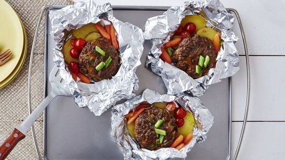 Burger And Veggie Foil Packs