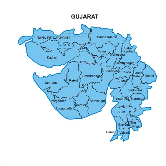Gujarat map graphic - Vector