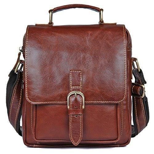 BAIGIO Mens Leather Shoulder Bag Cross-Body Handbag Full Grain Leather Satchel Briefcase