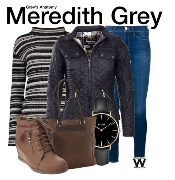 "Grey's Anatomy" by wearwhatyouwatch ⤠liked on Polyvore featuring Frame Denim, Barbour International, CLUSE, Piel Leather, television and wearwhatyouwatch