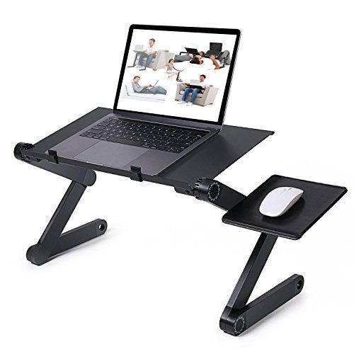 Ergonomics 360 Degree Adjustable Legs Vented Cooling Function Home Office Notebook PC Lapdesk Table Stand with Mouse Pad,Book Stand and Breakfast Serving Bed Tray candiceli Laptop Desk for Bed