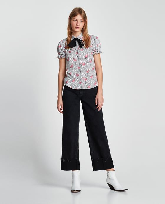 ZARA - MUJER - BLUSA ESTAMPADO LAZO