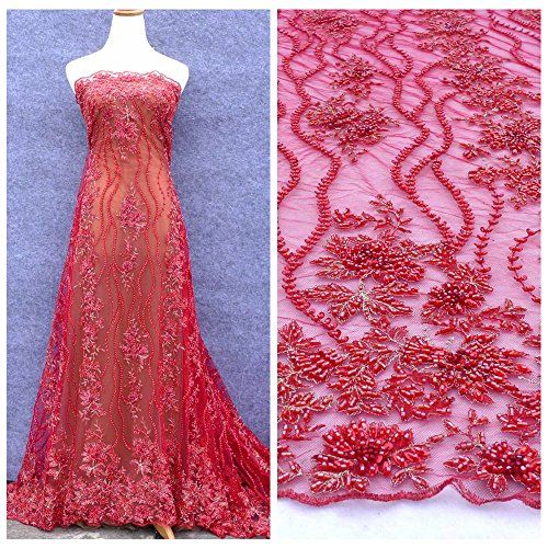 Price The Is For 1yard 1 Yard 120cm Wide 91cm Length If You New Red Handmade Heavy Beaded Evening Show Dress Lace Fabric Widht 1 Yard