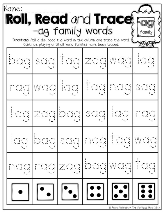 Perfect for BEGINNING readers!!  Roll a die, Read the word and TRACE the word!  What a FUN way to practice simple CVC words!