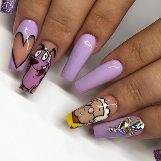 ????? ???????? on Instagram: “?Courage ????? Muriel ? Tag someone that loves Courage the Cowardly dog! ? ✨Handpainted using @youngnailsinc mission control gels for…”