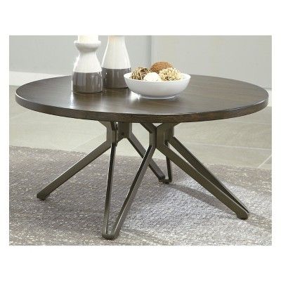 Tavonni Round Cocktail Table Brown Black Signature Design By