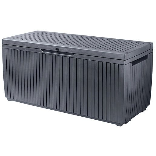 Keter Springwood Garden Storage Box Graphite Plastic Lockable - Garden Storage Containers Uk Keter Springwood Garden Storage Box Graphite Plastic Lockable - Garden Storage Containers Uk