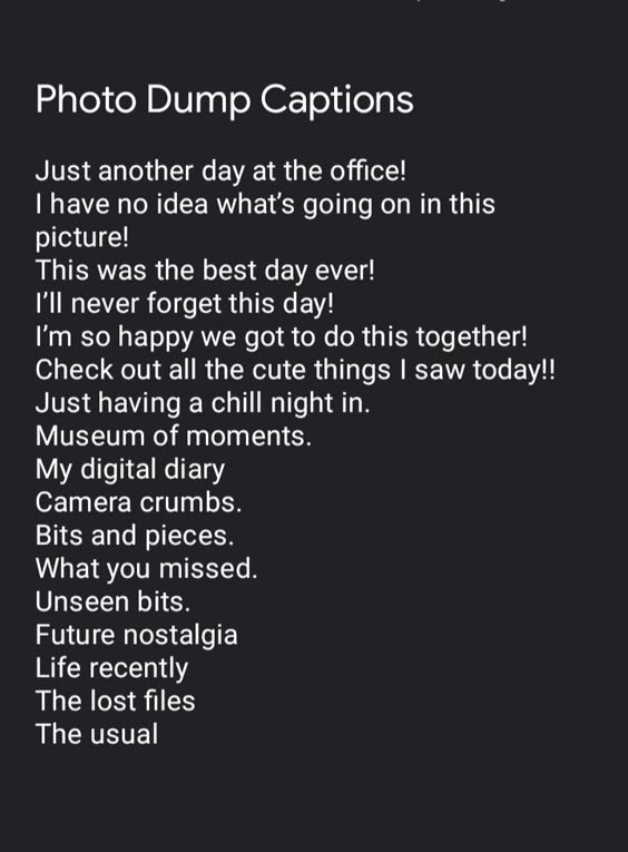 Photo Dump Captions and Quotes For Instagram