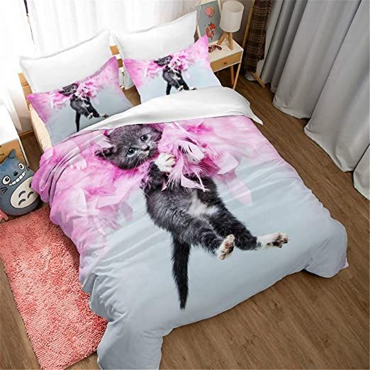 Earendel Cat Duvet Cover Set Lovely Animal Bedding Multiple Colour Bed Sets 2 3 4pcs Quilt Covers Sheets Pillowcases - Animal Picture Duvet Cover