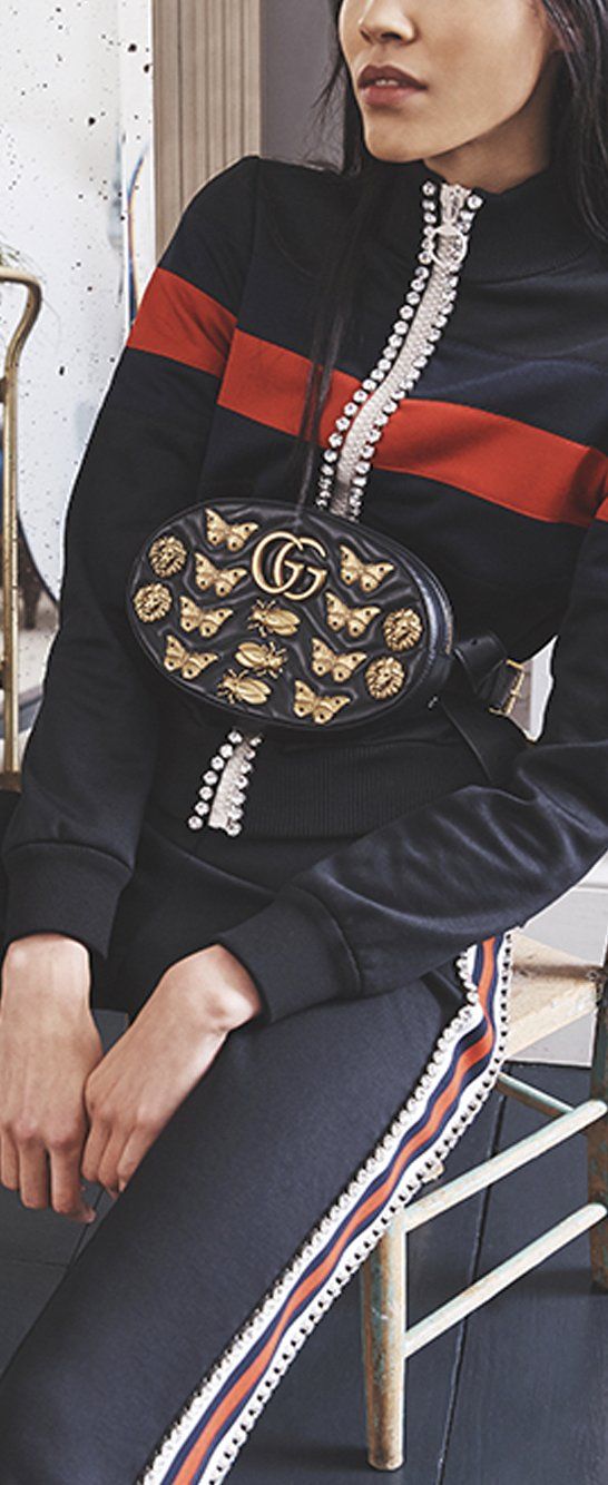 In 2018, our tracksuits are crystal,embellished Gucci. Get