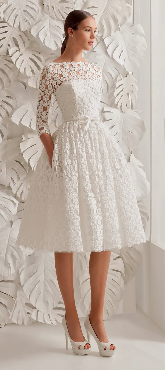 Short lace wedding dress
