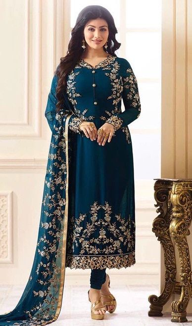 Ayesha Takia Blue Color Georgette Churidar Kameez