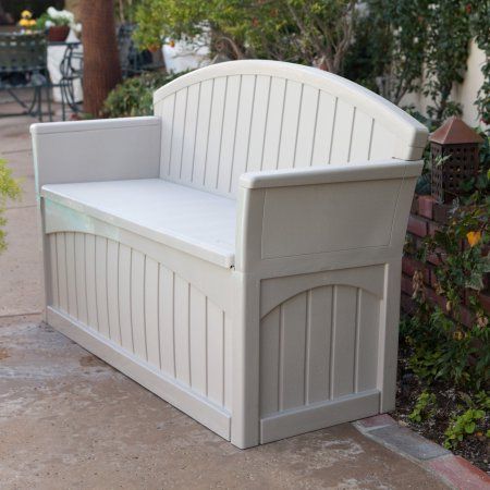 Suncast 50 Gallon Resin Outdoor Deck Storage Bench For Patio Light Taupe Com Resin Outdoor Deck Storage Bench, Suncast Outdoor Patio Bench Deck Box Storage Seat