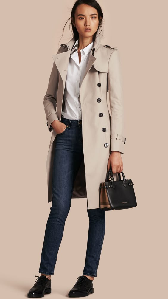 Cotton Gabardine Trench Coat Stone | Burberry