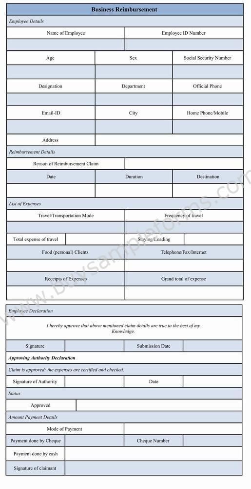 A business reimbursement form presents the expenses made for the - expense reimbursement template A business reimbursement form presents the expenses made for the - expense reimbursement template