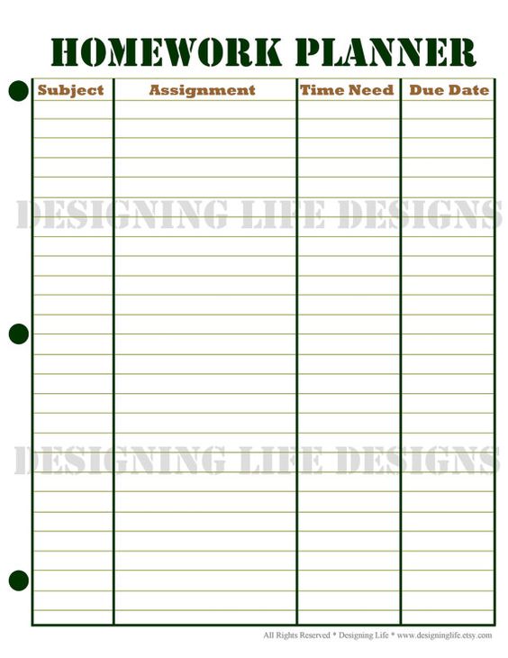 weekly student planners