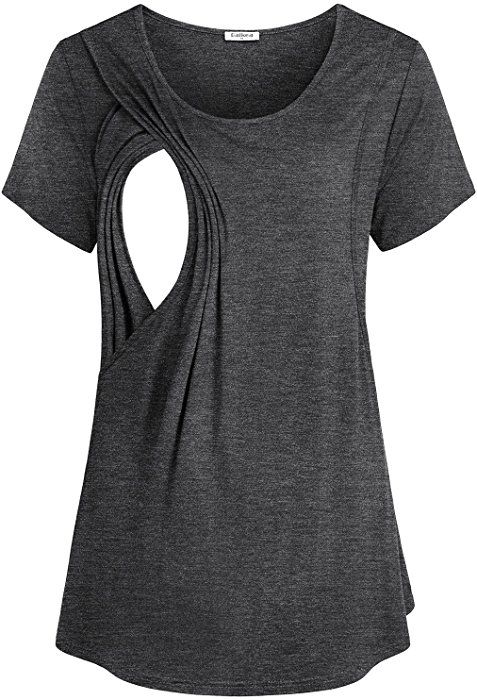 BAIKEA Womens Short Sleeve Maternity Layered Nursing Tops for Breastfeeding