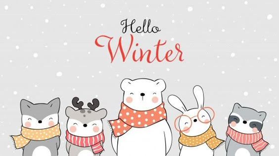 Premium Vector | Draw happy animal in snow for winter and christmas.