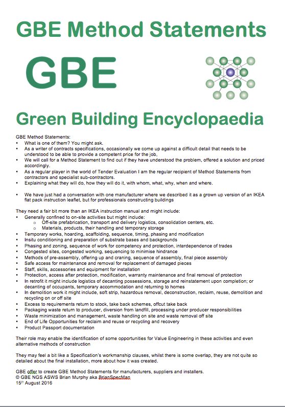 GBE Method Statements G#12677 GBE Green Building Encyclopaedia - method of statement GBE Method Statements G#12677 GBE Green Building Encyclopaedia - method of statement