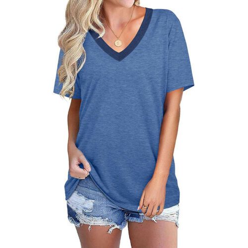 Women Ladies Causal Button Slim Blouse V-Neck Short Sleeve Solid White Women T-Shirts Tops Women Ladies Causal Button Slim Blouse V-Neck Short Sleeve Solid White Women T-Shirts Tops